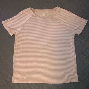 American Eagle White and Pink Striped Shirt